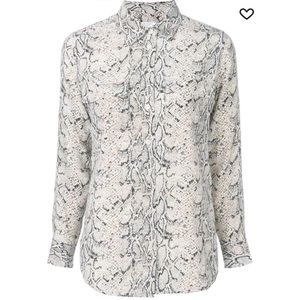 Equipment Signature Snake print slim-fit silk shirt XL